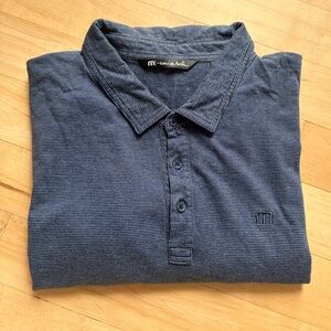 Travis Mathew Men Blue Stripe Polo Golf Shirt Sleeve Shirt Size XXL